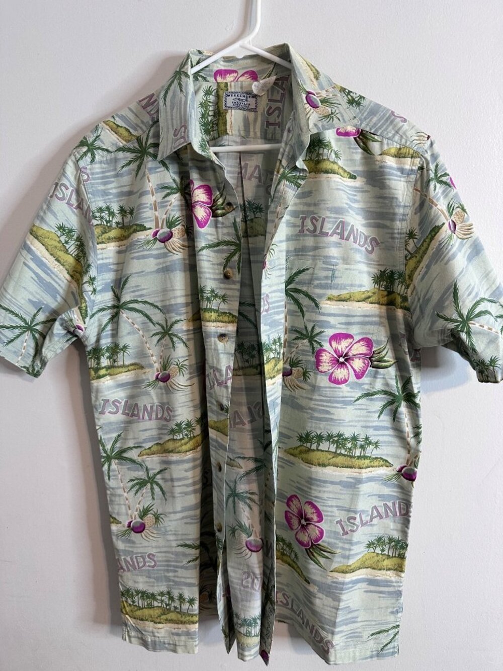Vintage Hawaiian Shirt Mens L XL Island Floral Palm Beach Aloha Button Up